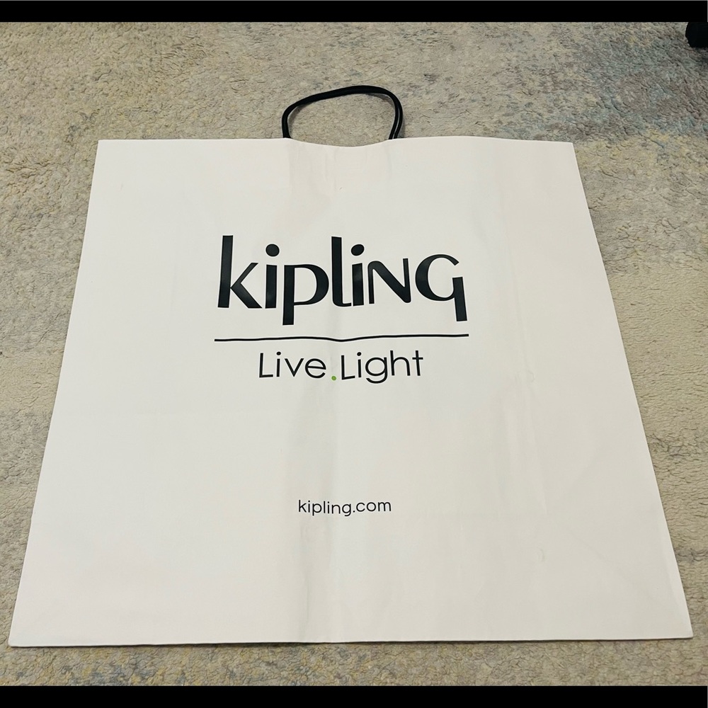 Brand New Kipling Signature X-Large Paper Shopping Bag In White